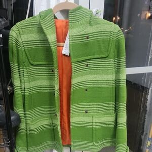 Green Striped Trench Coat